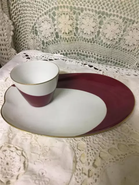 Retro Vintage 1950s NORITAKE Red & White Harlequin Cup And Saucer Tennis Set