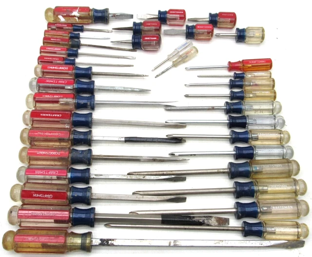 36 Vintage Craftsman Screwdriver Lot Flathead Phillips Slotted Set Ball End WF
