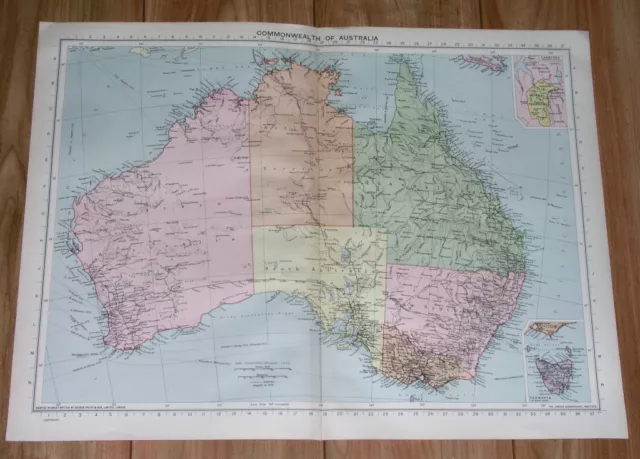 1940 Original Vintage Wwii Map Of Australia / Canberra Federal Territory