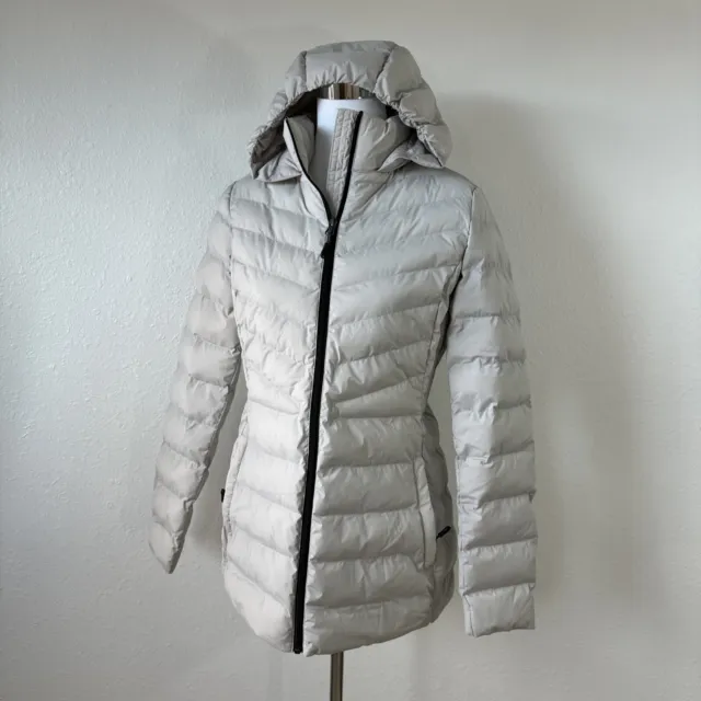 32 Degrees Heat Jacket Womans HOODED S Quilted Puffer Coat Gray Zip NWOT