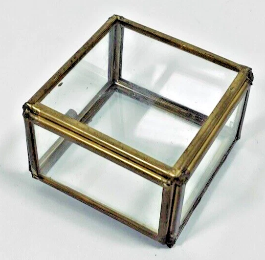 Vitrine Hexagonale Ancienne En Laiton Et Verre - Boîte à Bijoux Ou Présentation - Occasion