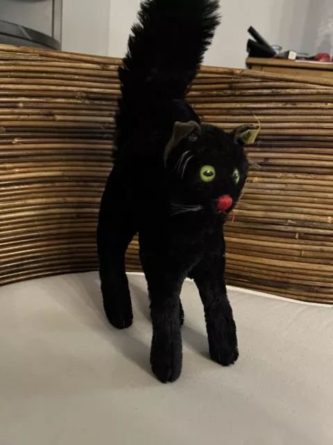 Steiff Tom Cat schwarze Katze 50er 60er Jahre  mit Knopf Im Ohr 33cm 2