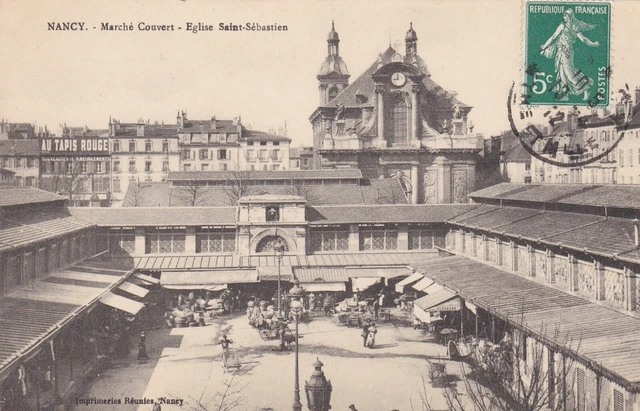 CPA 54 NANCY Marché Couvert - Eglise Saint Sébastien