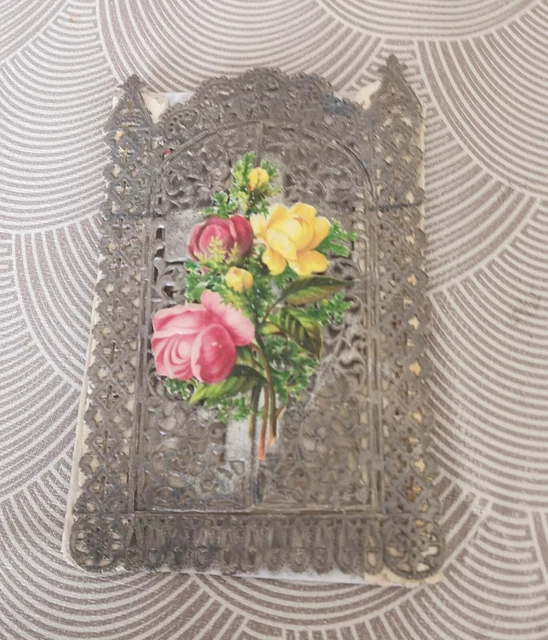 Image pieuse dentelle canivet lace holy card Saint Joseph et Jésus fin 19è