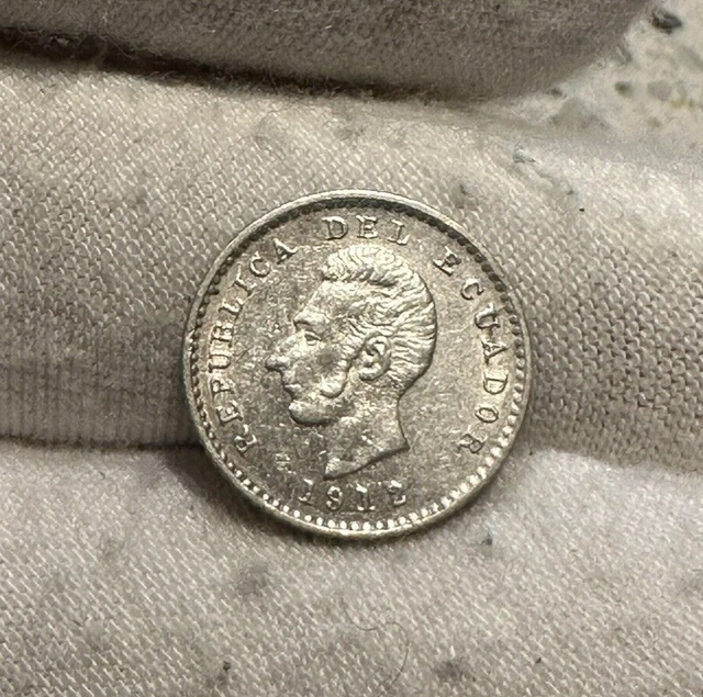 1912 Ecuador 1/2 Decimo Km-55.1 Silver - Combined Shipping - B1937