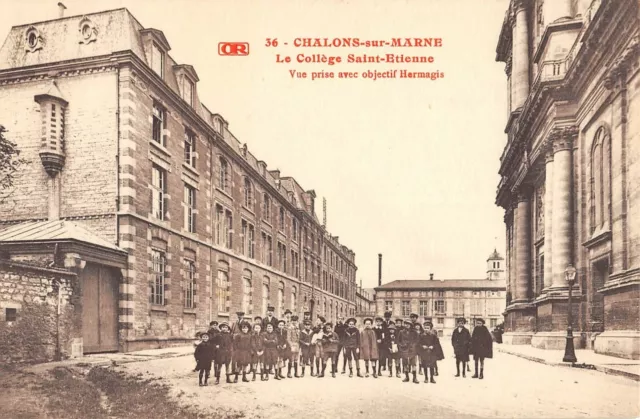 Cpa 51 Chalons Sur Marne Le College St Etienne View Lens Hermagis