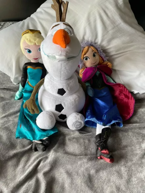 21" Disney Store frozen Anna Elsa Olaf Soft Toy Plush Doll