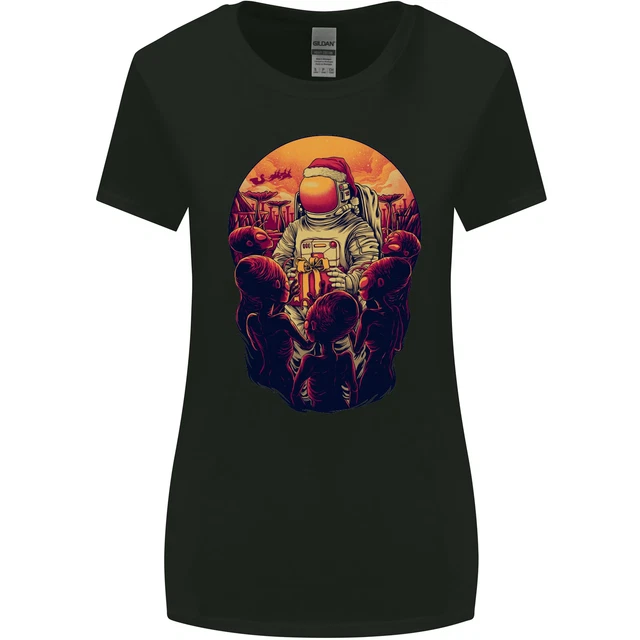 Spaceman Santa Christmas Space Astronaut Womens Wider Cut T-Shirt