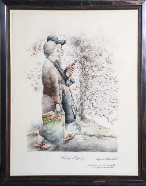 Seymour Rosenthal, Holiday Shopping II, Hand-Colored Lithograph, signed and numb Seymour Rosenthal, Holiday Shopping II, Hand-Colored Lithograph, signed and numb