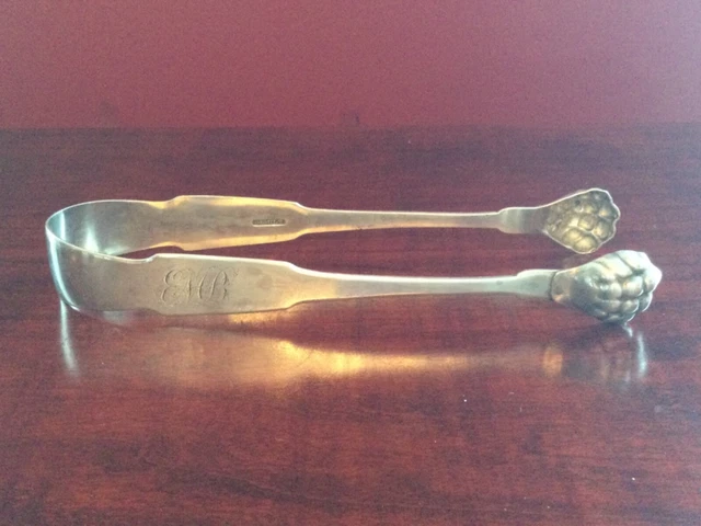 Antique American Coin Silver Tongs, Demilt, New York City, c 1830