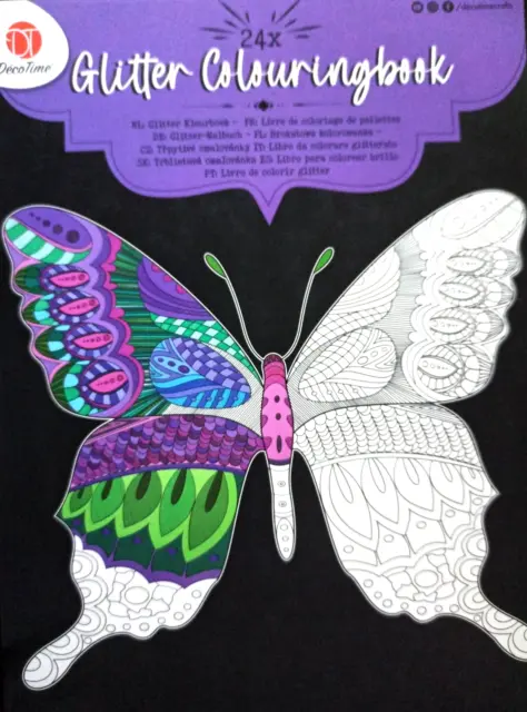 Glitzer Mandala Malbuch für Erwachsene, Malblock Din A4, Glitter Colouringbook