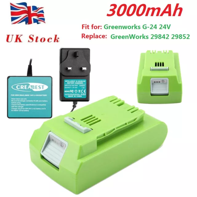3.0AH Li-ion Battery For Greenworks G-24 24V 24 Volt Replace 29852 29842  29322