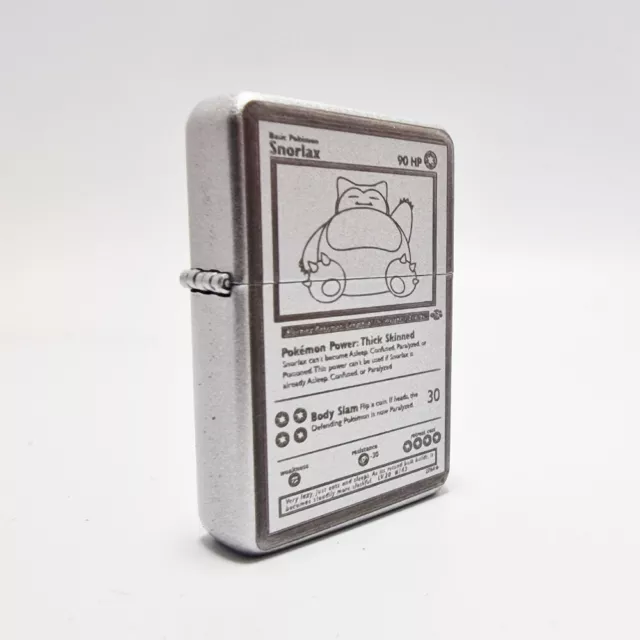 BRAND NEW -  DESIGNED BRUSHED STYLED CIGARETTE PETROL LIGHTER - Snorlax Card