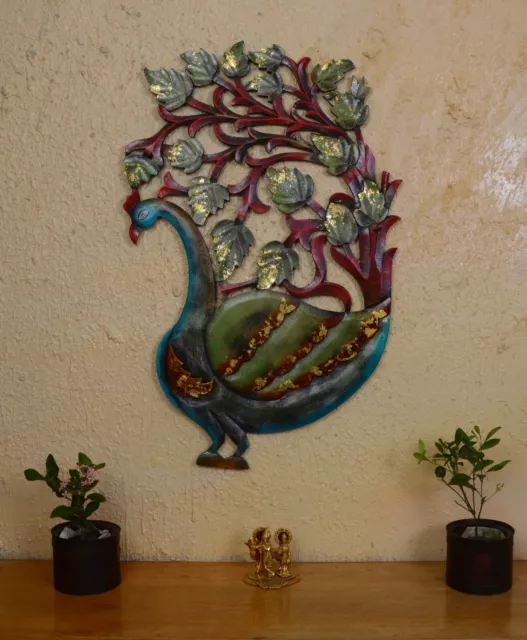 Wooden Geschnitzt Pfau Panel Wandbehang Tafel Indisch Zuhause Dekor Vogel Rahmen