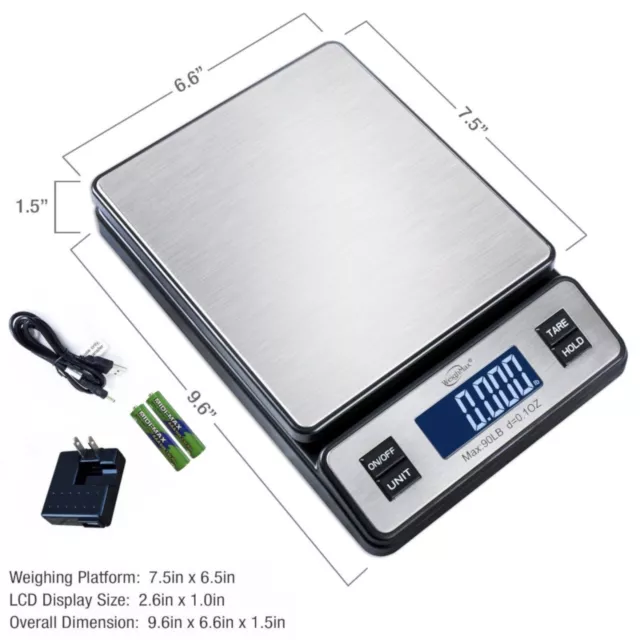 Weighmax Series 2809 90 LB x 0.1 OZ Digital Stainless Shipping Postal Scale