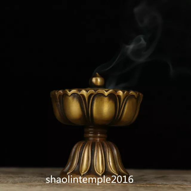 10.5cm     mark China antique bronze Baolian lamp Incense burner