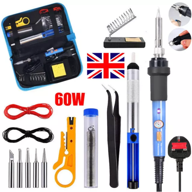 Soldering Iron Kit Electronics Welding Irons Tool 60W Adjustable Temperature UK 2