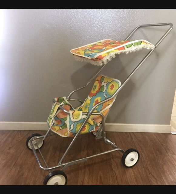 Vintage 1960s 1970s Kids Toy Stroller Flower Power Mod Retro Vintage 1960s 1970s Kids Toy Stroller Flower Power Mod Retro