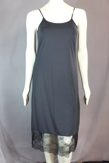 Natori Black Infinity Lace Trim Slip Dress Women's Size L