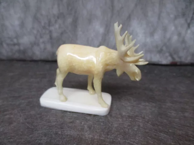 Alaskan Moose Carving White Jade. Inuit. Eskimo. Alaska. stone sculpture #515