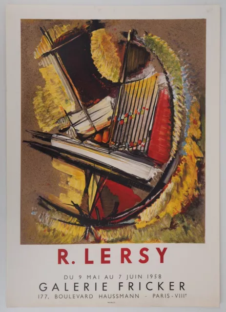 [AFFICHE D'ART] Roger LERSY : Surréaliste #Galerie Fricker #Paris, 1958