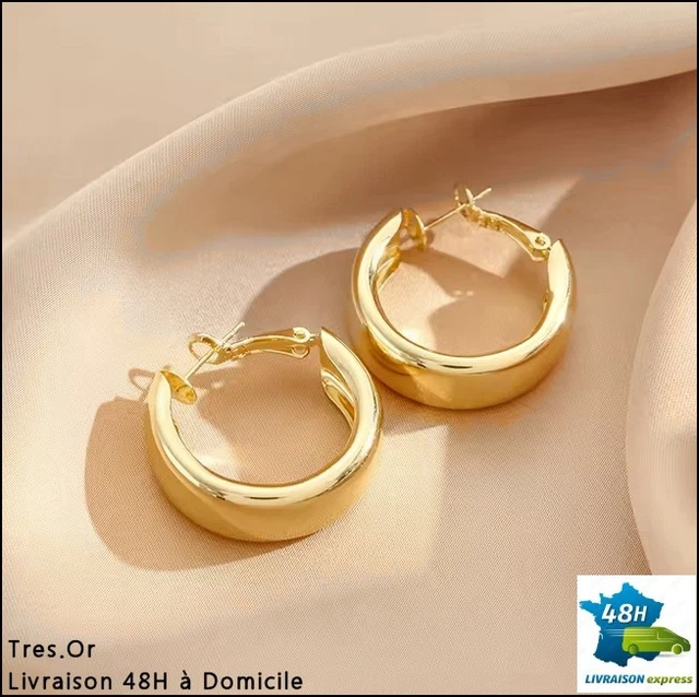 Boucles D'Oreilles Créoles Vagues En Acier Inoxydable Argenté - Dormeuses - Neuf Avec Étiquettes - Fabriqué En France