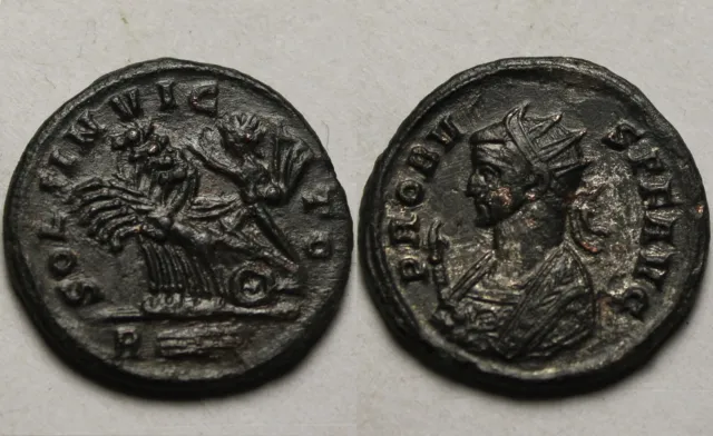 Rare genuine Ancient Roman coin Silvering Antoninianus Probus SOL in quadriga 3
