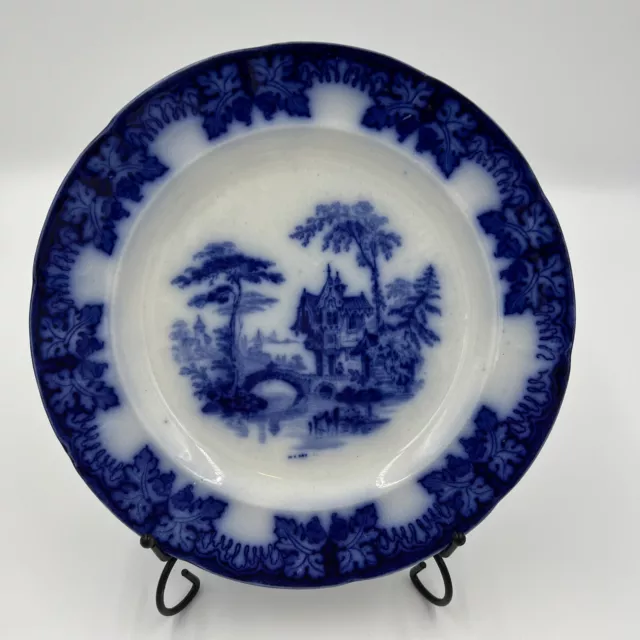 Flow Blue Kaolin Ware (1) Rhine 9” Dinner Plate by THOMAS DIMMOCK 1844 England