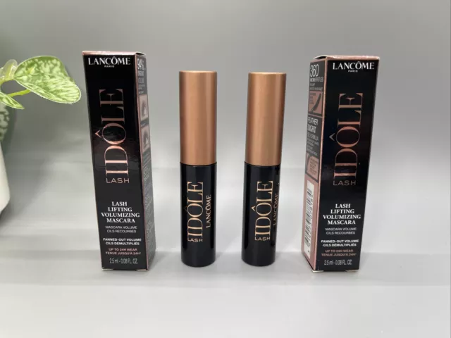 2x Lancome Idôle Lash Lifting & Volumizing Mascaras! Travel Sz NIB 2.5 mL .08 Oz