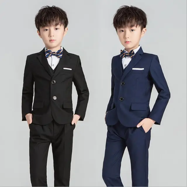 New Kid Child 4Pcs Formal Suits Outfit Sets Boys Wedding Prom Party Blazer Suits