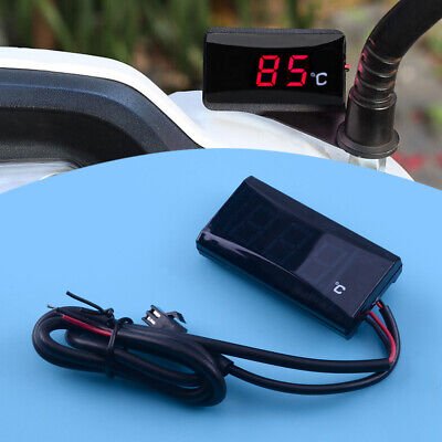 Universal Fits Motorcycle Thermometer Instruments Water Temperature Digital Display Plus Meter Gauge Sensor Adapter RED+22mm Sensor Adapter 