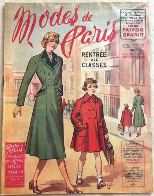 Modes de Paris n° 194 du 1 Septembre 1950 revue couture mode pour femme