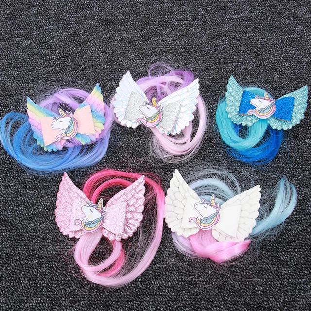 5 Pcs Fake Hair Wig Party Highlights Rainbow Colored Clip Child Curls