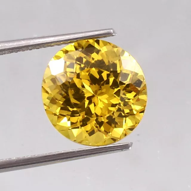 AAA Natural Flawless Ceylon Yellow Sapphire Round Cut Loose Gemstone 5.90 Ct