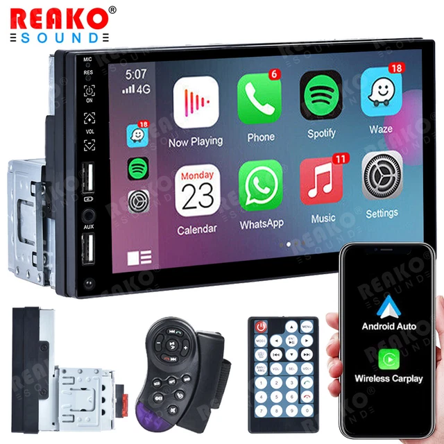 7" Single 1 Din Car Stereo Radio Touch Screen Carplay Player Bluetooth FM MP5 HD