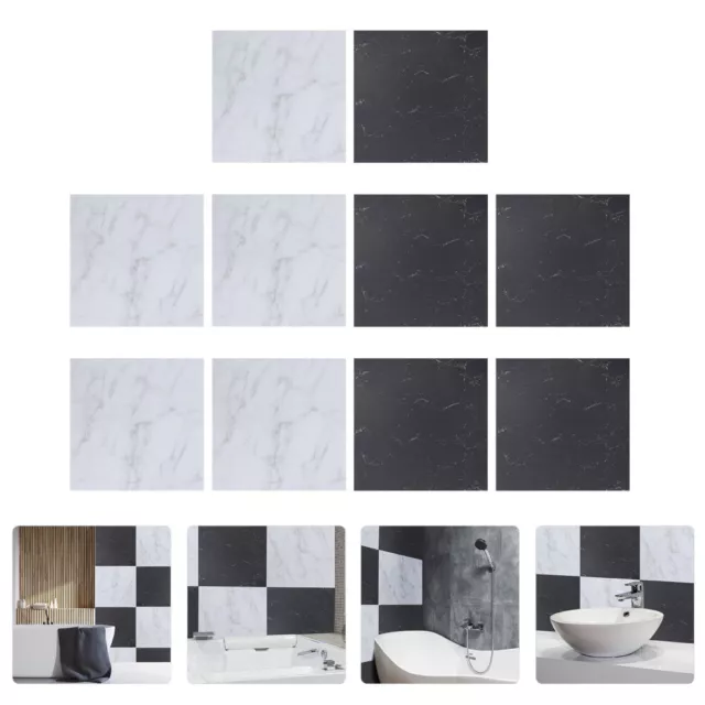 10PCS Marble Pattern Wall Tiles Sticker Waterproof Peel for Bathroom Kitchen