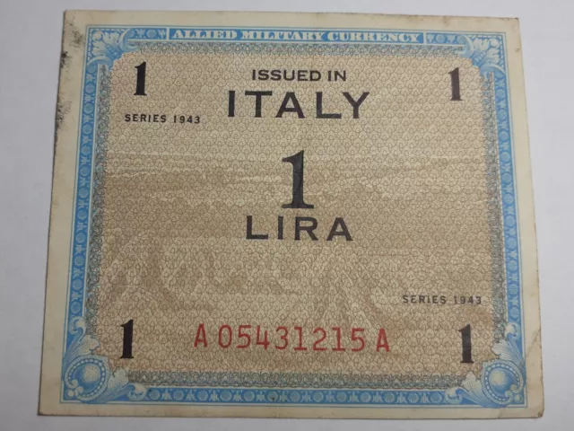 Italy - Allied Military Currency - 1 Lira - Series 1943 Bank Note.