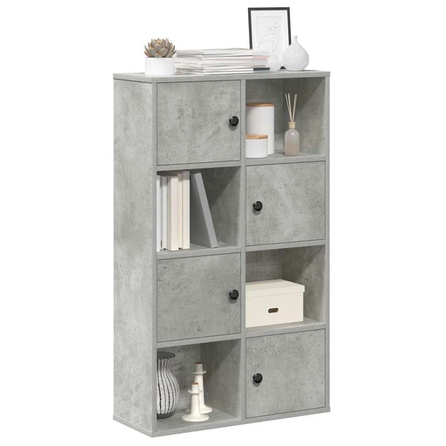 Libreria Stile Industriale Grigio Cemento 40x24x109 Cm – Scaffale A Scomparti Aperto Per Libri E Oggetti Decorativi Perfetta Per Soggiorno, Camera Da Letto E Ufficio - 2