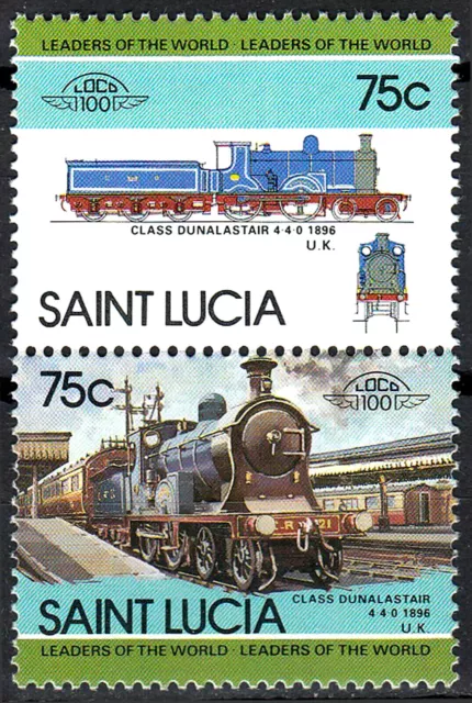 St. Lucia postfrisch MNH Dunalastair England Eisenbahn Lokomotive Verkehr / 8