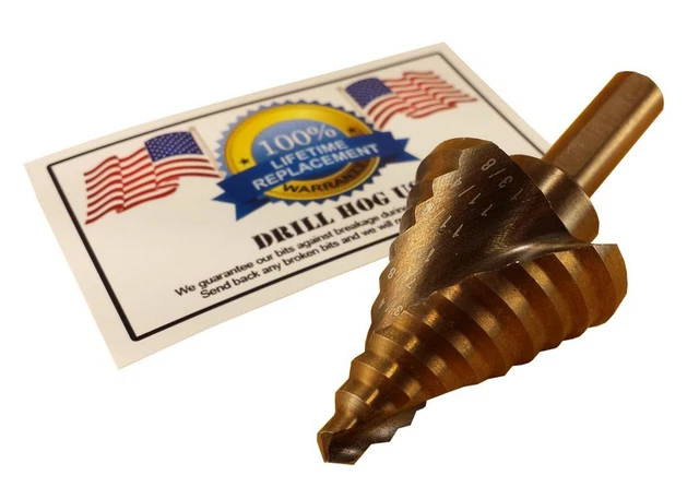 USA 1/4" to 1-3/8" Cobalt M42 Step Drill Bit Set Spiral Flute