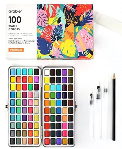 Grabie Watercolor Paint Set Watercolor Paints 100 Colors Painting Set with Wa...