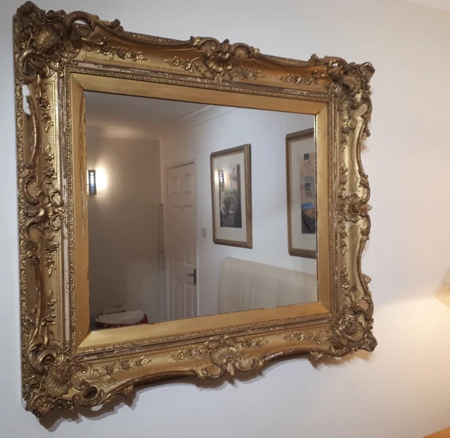 LARGE ORNATE GILT Gold Picture Painting Frame, Genuine Antique, Plaster