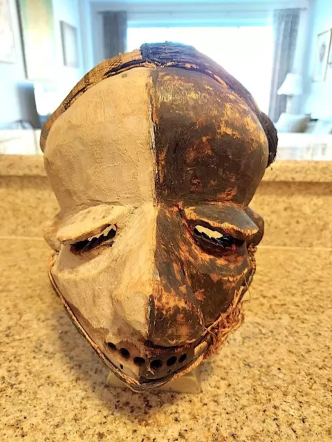 Vintage Hand-Carved, African Tribal Pende Mask (Congo)