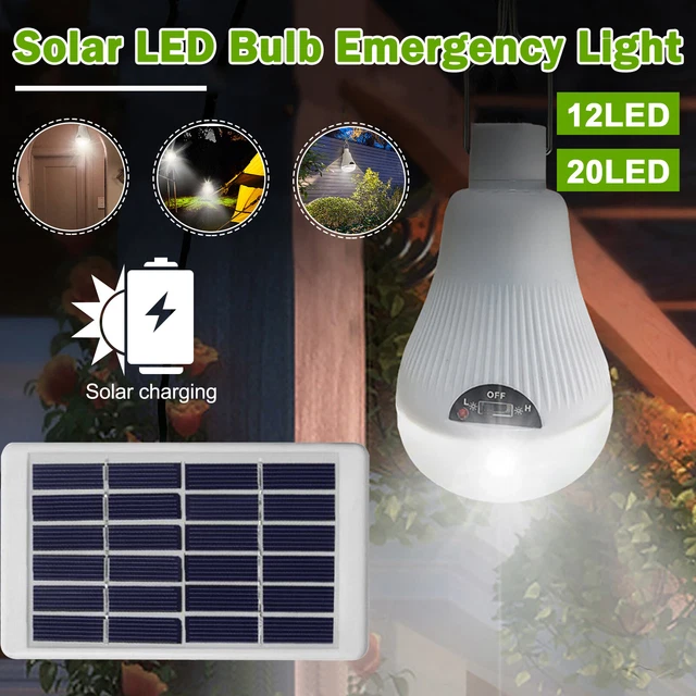 Portable Solar Panel Powered LED Lights Bulb Light Tent Lamp Camping Out/Indoor
