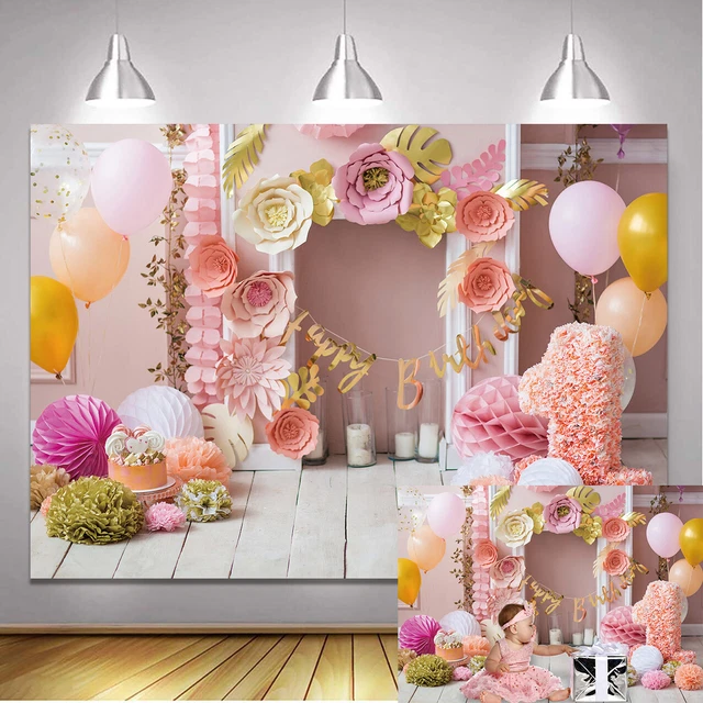 Hermosa Flor Rosa Cumpleaños Fiesta Telón de fondo Cumpleaños Baby Shower Decoración