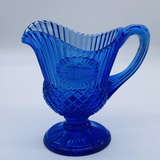 VINTAGE AVON COBALT Blue Glass Pitcher Creamer Mt Vernon