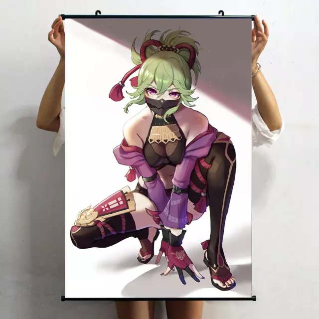 Anime Genshin Impact Kuki Shinobu Cosplay Wall Scroll Poster Home Decor Mural B3