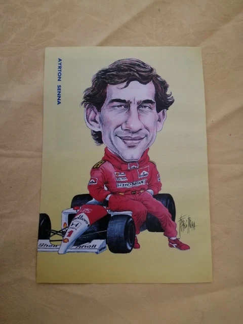 RARA CARICATURA &AYRTON SENNA" di Franco Bruna misure cm.13 x 18,5 £4.