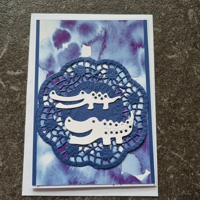 3d Grußkarte blaue Serie KROKO mit Umschlag 2023