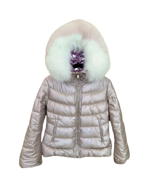 Gorski Apres Ski Puffer Jacket Coat Fox Fur Detach Down hood S Reversible Pink